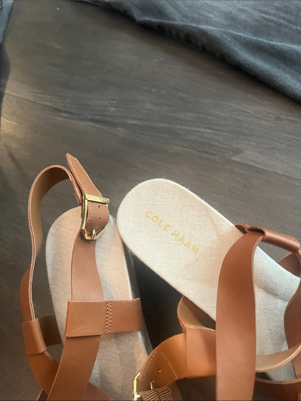 COLE HAAN Women's Crystal Honey Leather Espadrille Wedge Sandals NWOT - Picture 8 of 12